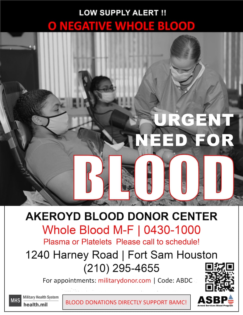 O-negative blood donors needed urgently