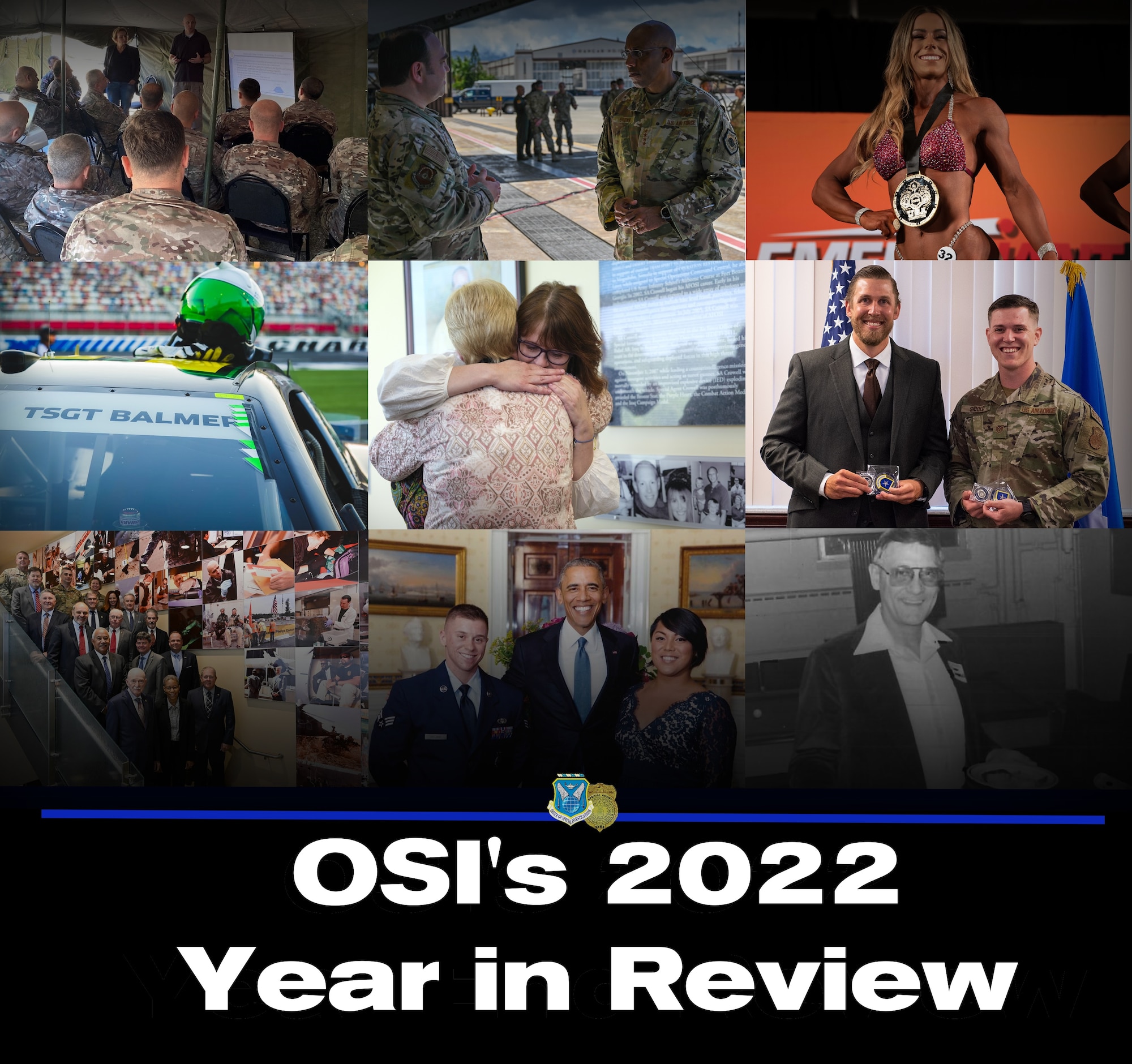 2022 has been a banner year for the Office of Special Investigations, bringing new challenges, inspiring stories, modern weapons, many closed cases and more that have defined OSI as a premiere federal law enforcement agency. As 2023 looms, we look back on several stories that paved our way the past 12 months. (Photo/graphic by Thomas Brading, OSI/PA)