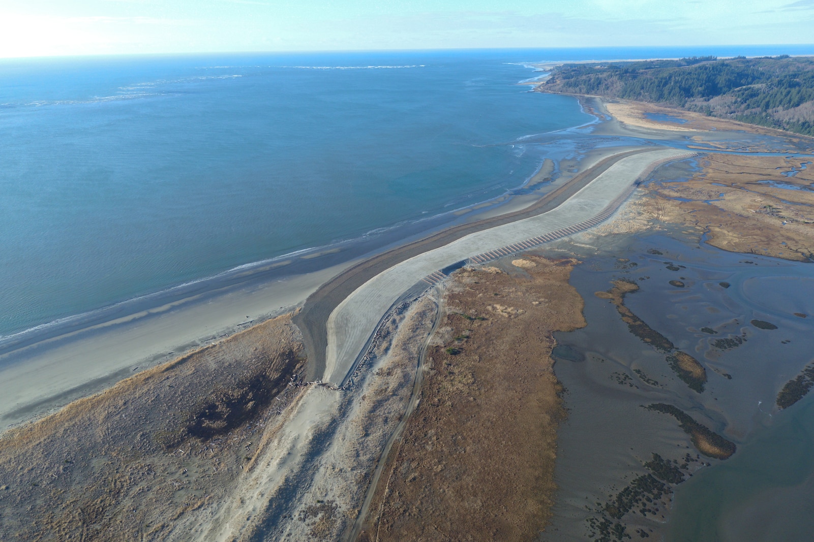 Aerial photo of Shoalwater Bay Dune, on the Tokeland Peninsula, Washington.