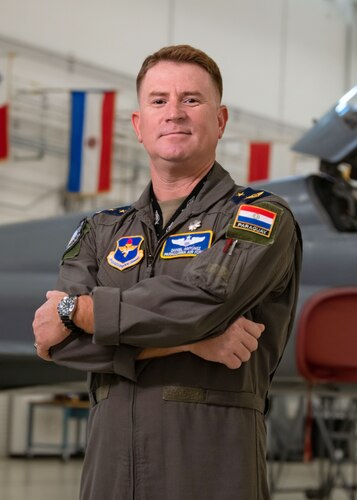 Lt. Col. Daniel Antunez is a pilot in the Paraguayan Air Force and is currently a partner nation guest instructor for the IAAFA pilot instrument procedures course. He is finishing up his two-year tenure at IAAFA and feels his experience teaching pilots and instructors has been a milestone in his career. He is grateful for the positive impact the program has had on him, his wife and their five children. (U.S. Air Force Photo by Staff Sgt. Janiqua P. Robinson)