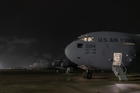 A photo of an several C-17s on the flightline.