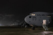 A photo of an several C-17s on the flightline.