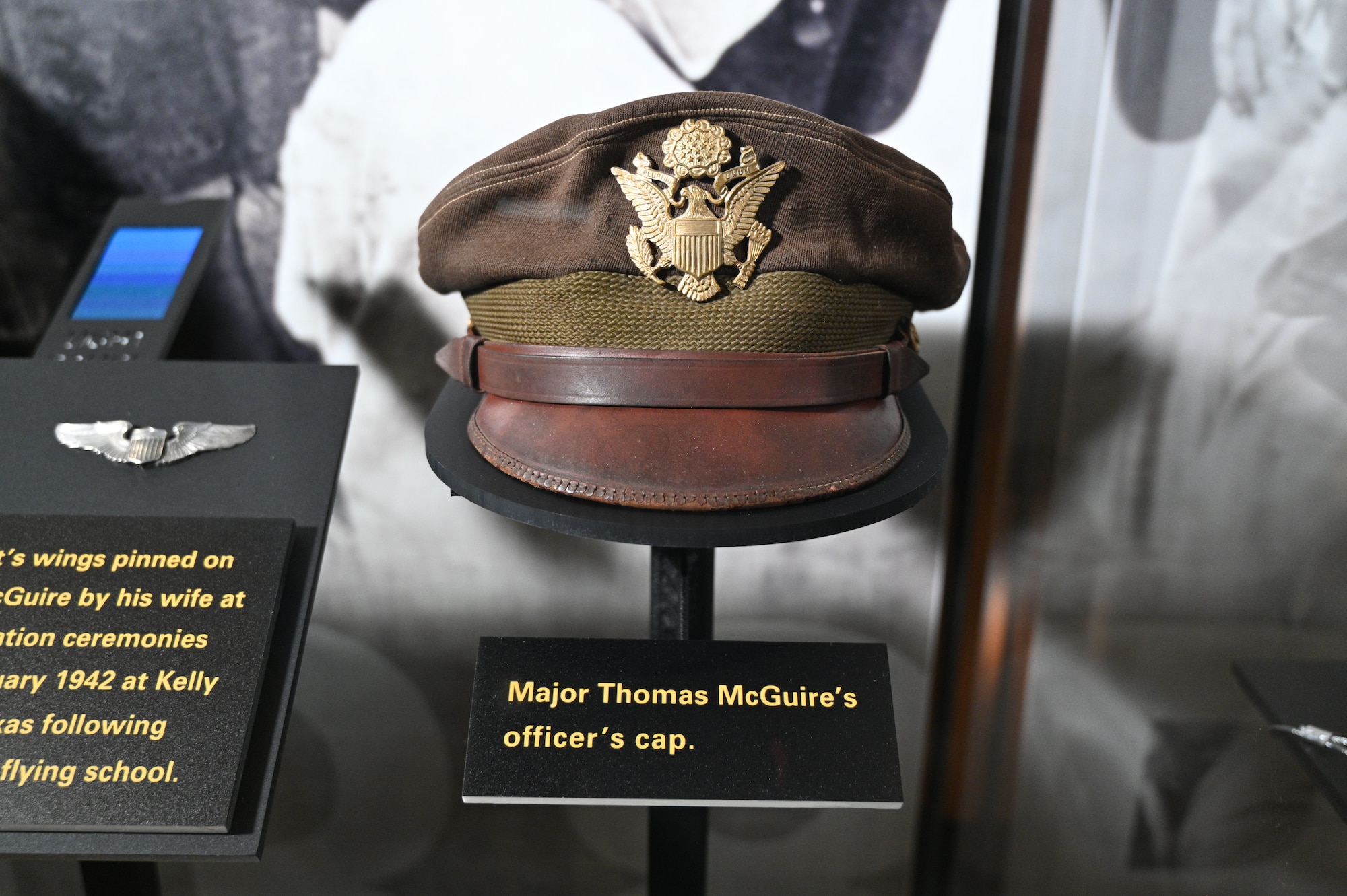Photo of Maj. Thomas B. McGuire's officer's cap from WWII.