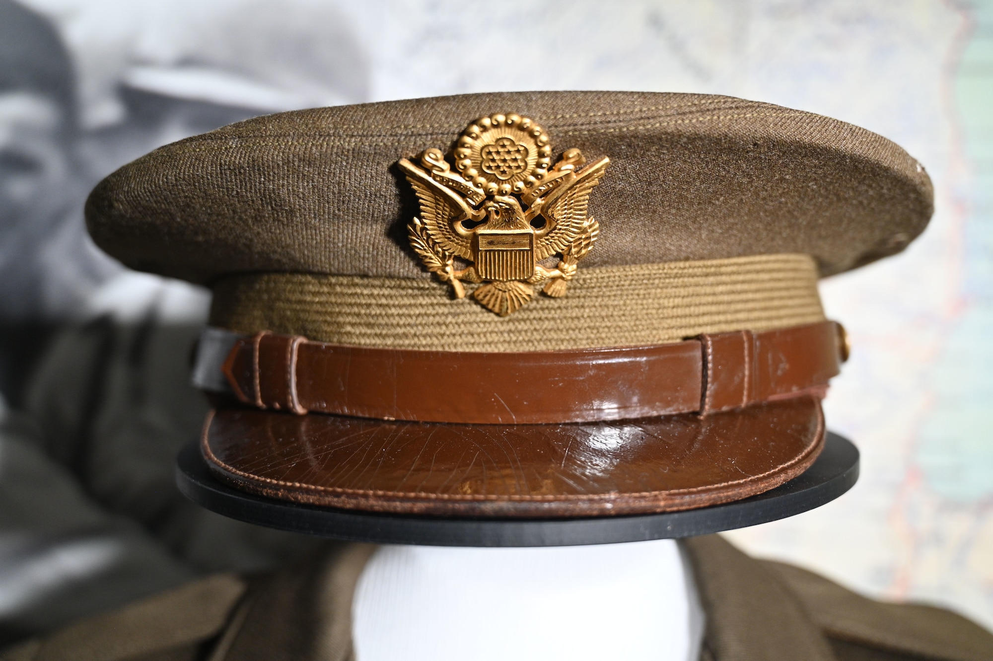 Officer's cap belonging to Maj. Richard I. Bong on display in the WWII Gallery at the National Museum of the U.S. Air Force.