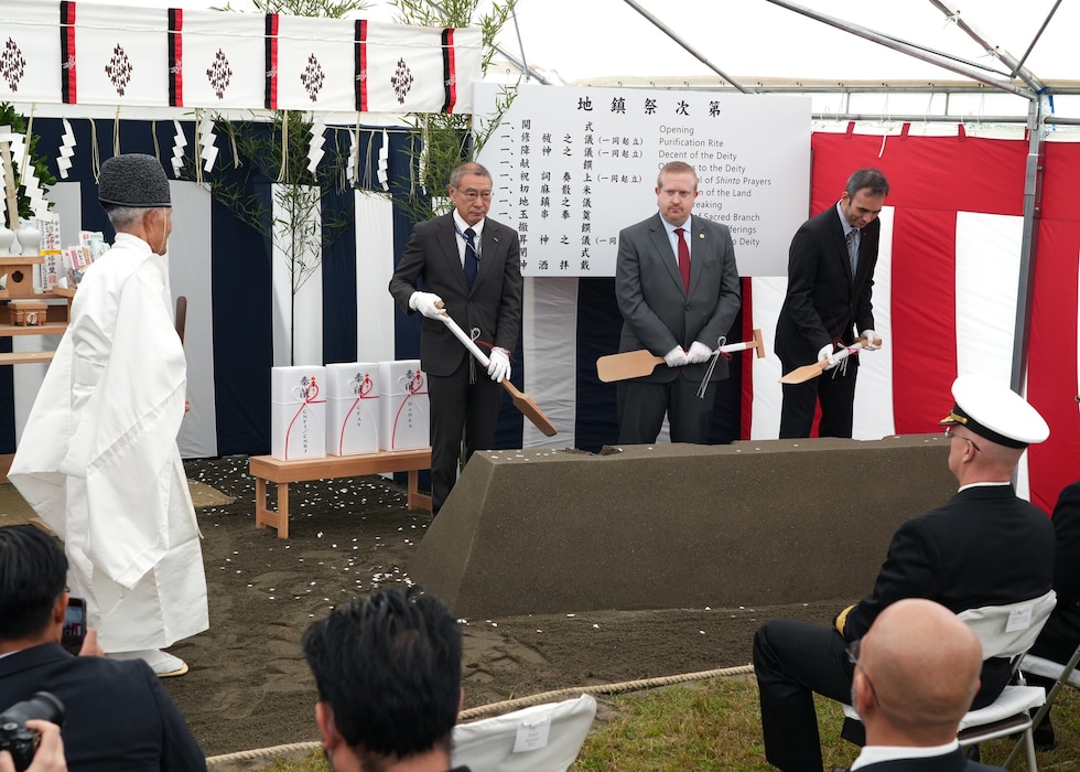 Representatives from Japan Engineer District attended the groundbreaking for Kinnick High School at Commander Fleet Activities Yokosuka.