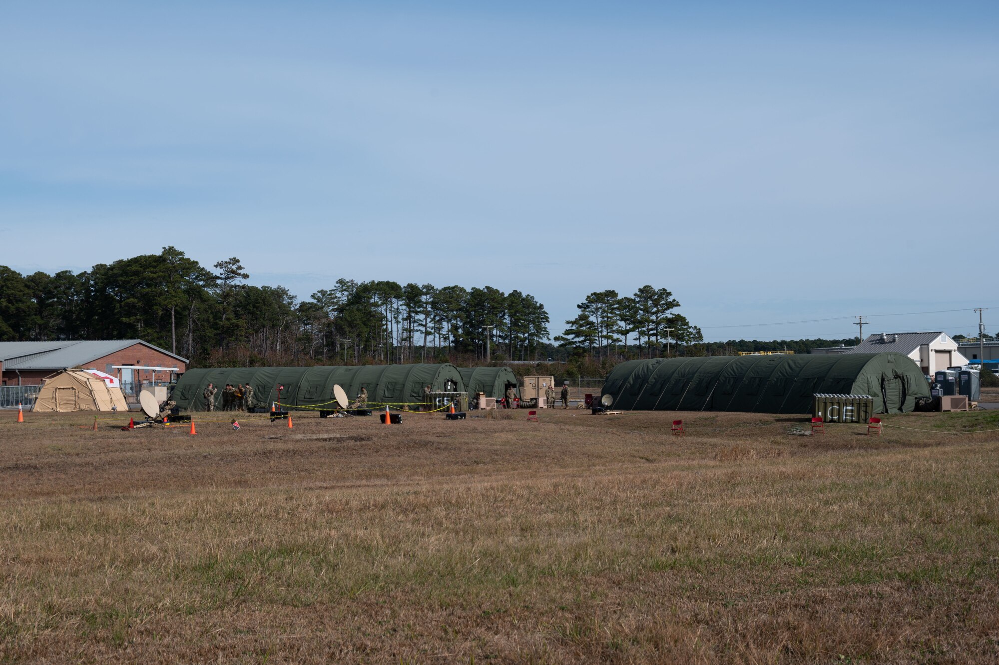 Members of the 4th Fighter Wing, from Seymour Johnson Air Force Base, North Carolina, participate in integrated combat turns during Agile Cub 3 at Marine Corps Air Station Cherry Point, N.C., Dec. 14, 2022. Agile Cub 3 demonstrated the 4th Fighter Wing’s ability to rapidly deploy and establish operating bases. (U.S. Air Force photo by Airman 1st Class Rebecca Sirimarco-Lang)