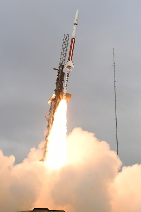 The U.S. Navy launches a hypersonic missile during a Navy Strategic Systems Programs (SSP) and Army Hypersonic Project Office (AHPO) test, Oct. 26, 2022. The second High Operational Tempo for Hypersonics flight campaign launched at 2:30pm EST from the NASA Wallops Flight Facility. (U.S. Navy photo)