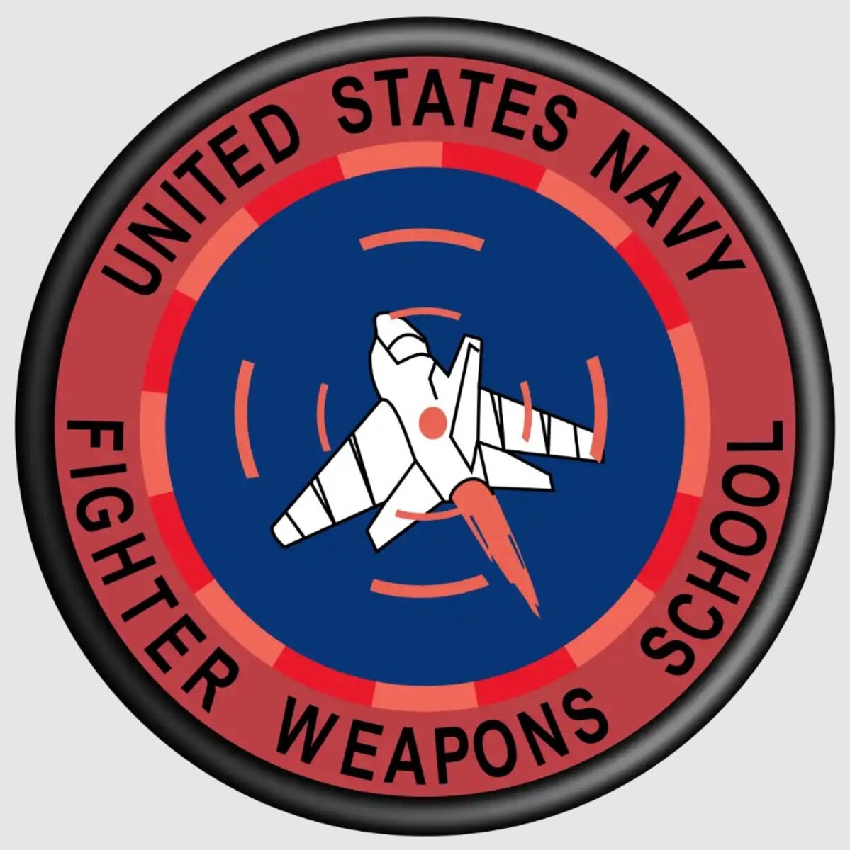 Red and blue logo with a white plane in the middle