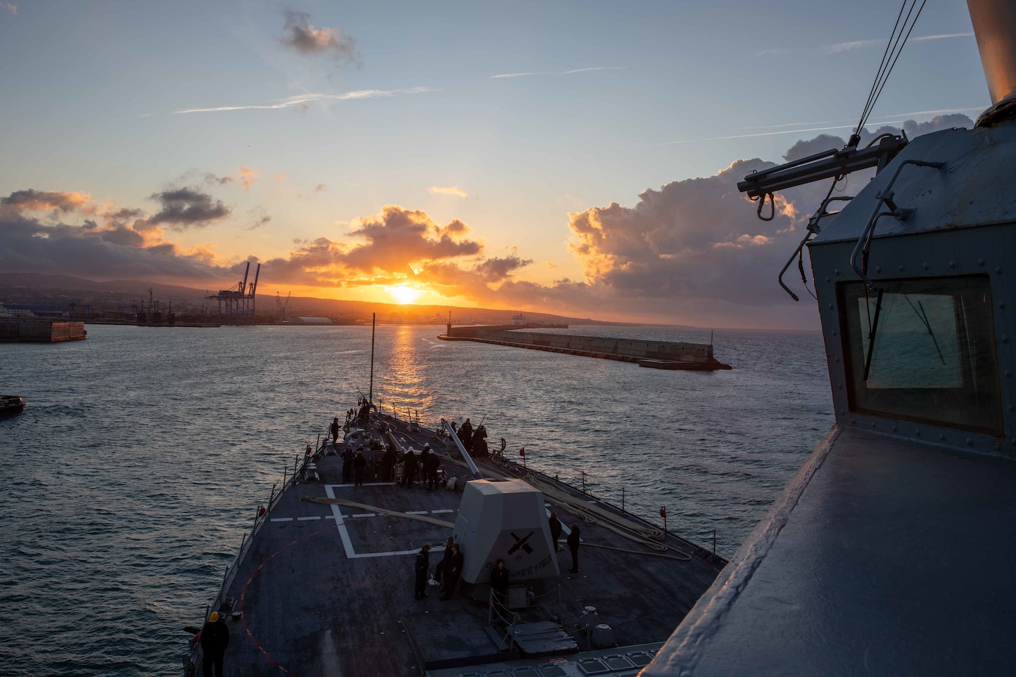 Dec. 29, 2022) The Arleigh Burke-class guided-missile destroyer USS Nitze (DDG 94) arrives in Civitavecchia, Italy for a scheduled port visit, Dec. 29, 2022. The George H.W. Bush Carrier Strike Group is on a scheduled deployment in the U.S. Naval Forces Europe area of operations, employed by U.S. Sixth Fleet to defend U.S., allied, and partner interests.