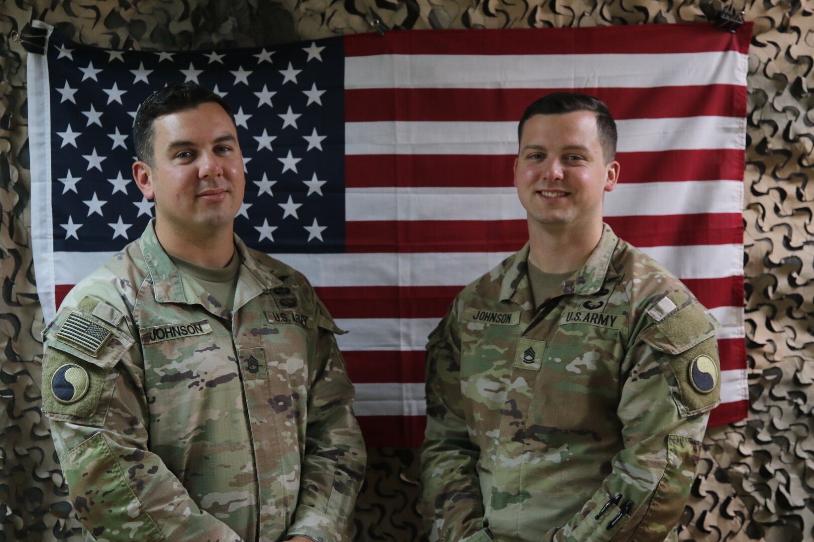 Sgt. 1st Class Robert Johnson and Sgt. 1st Class Aaron Johnson are brothers who are deployed together with the 29th Infantry Division to Kuwait as part of Task Force Spartan.