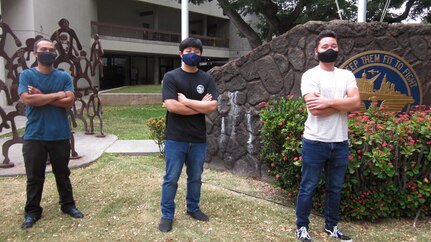 Pearl Harbor Naval Shipyard and Intermediate Maintenance Facility Nuclear Engineers David Rivas, Andy Lieu, and Keanu Kim. (from left to right)