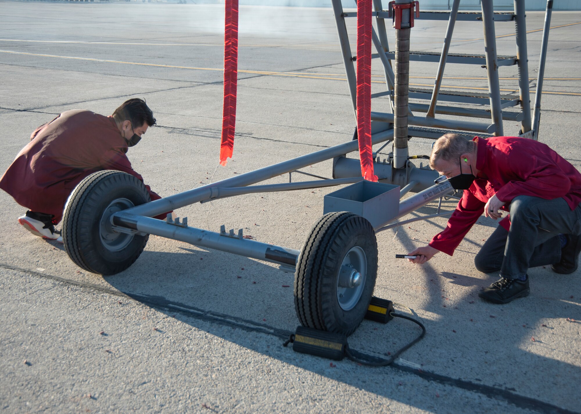 Leadership from the 366th Fighter Wing and the 428th Fighter Squadron light firecrackers.