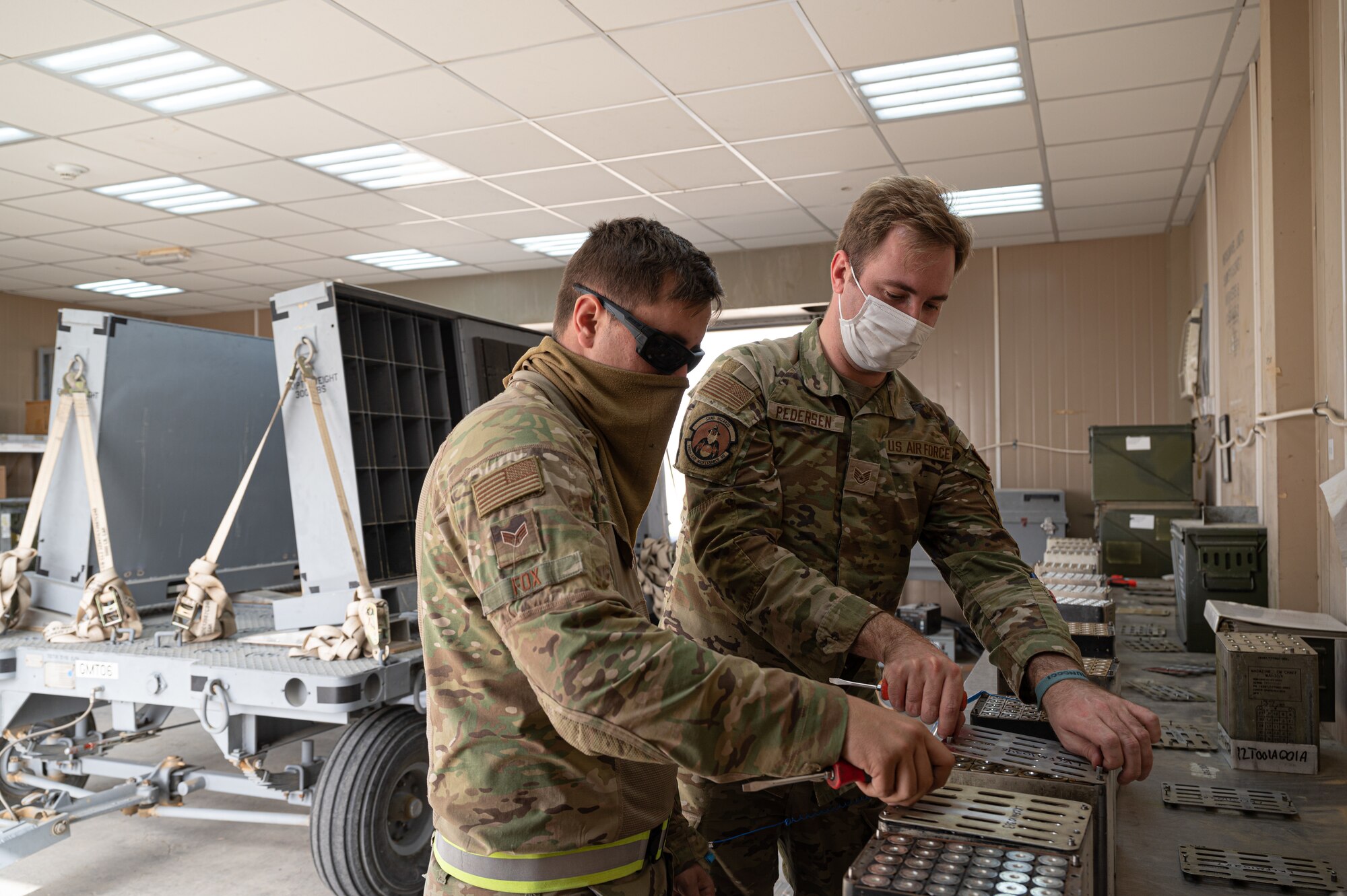 The 386th EMXS/MXMW inventories their stockpile at least twice a year and their munitions custodian accounts quarterly. Taking inventory is ongoing to ensure they have full accountability of all of their assets.