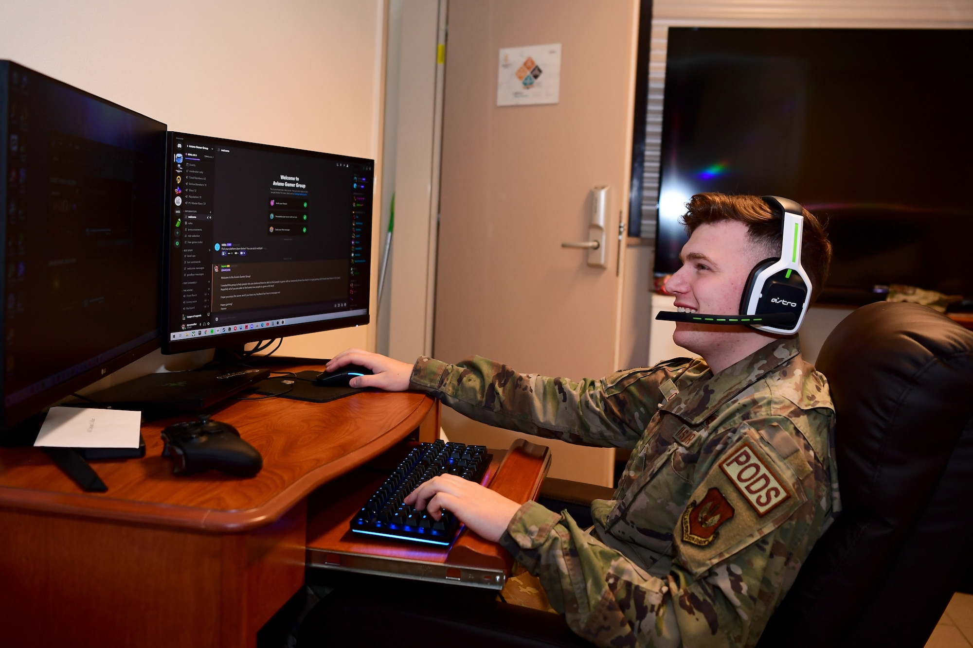 Airman 1st Class Jason Collier, 31st Maintenance Squadron electronic warfare journeyman poses for a photo at Aviano Air Base, Italy, Jan. 26, 2022. Collier created a virtual chat room so other airmen on base could stay connected. (U.S. Air Force photo by Senior Airman Noah Sudolcan)