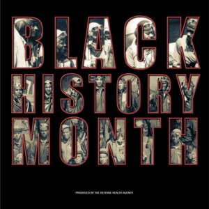 Black History Month illustration with images of African Americans composed inside the letters