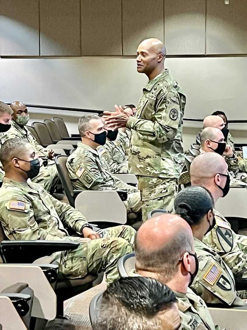 Maj. Gen. Michael J. Talley, deputy commanding general for operations, U.S. Army Medical Command, conducted a leadership professional development session for military medical professionals at the Joint Readiness Training Center and Fort Polk, Louisiana, today.