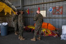 Naval Support Facility Indian Head Annex Stump Neck, Maryland (February 1, 2022) - U.S. Marine Corps Lt. Gen. Michael E. Langley, Commanding General, Fleet Marine Force Atlantic, U.S. Marine Corps Forces Command, Marine Forces Northern Command (MARFOR NORTHCOM) visits Chemical Biological Incident Response Force (CBIRF) aboard Naval Support Facility Indian Head Annex Stump Neck, Md. Lt. Gen. Langley toured the Downey Responder Training Facility to see the expeditious response capabilities of CBIRF Marines and Sailors first hand. (Official U.S. Marine Corps photo by Lance Cpl. Blakely Graham/Released)