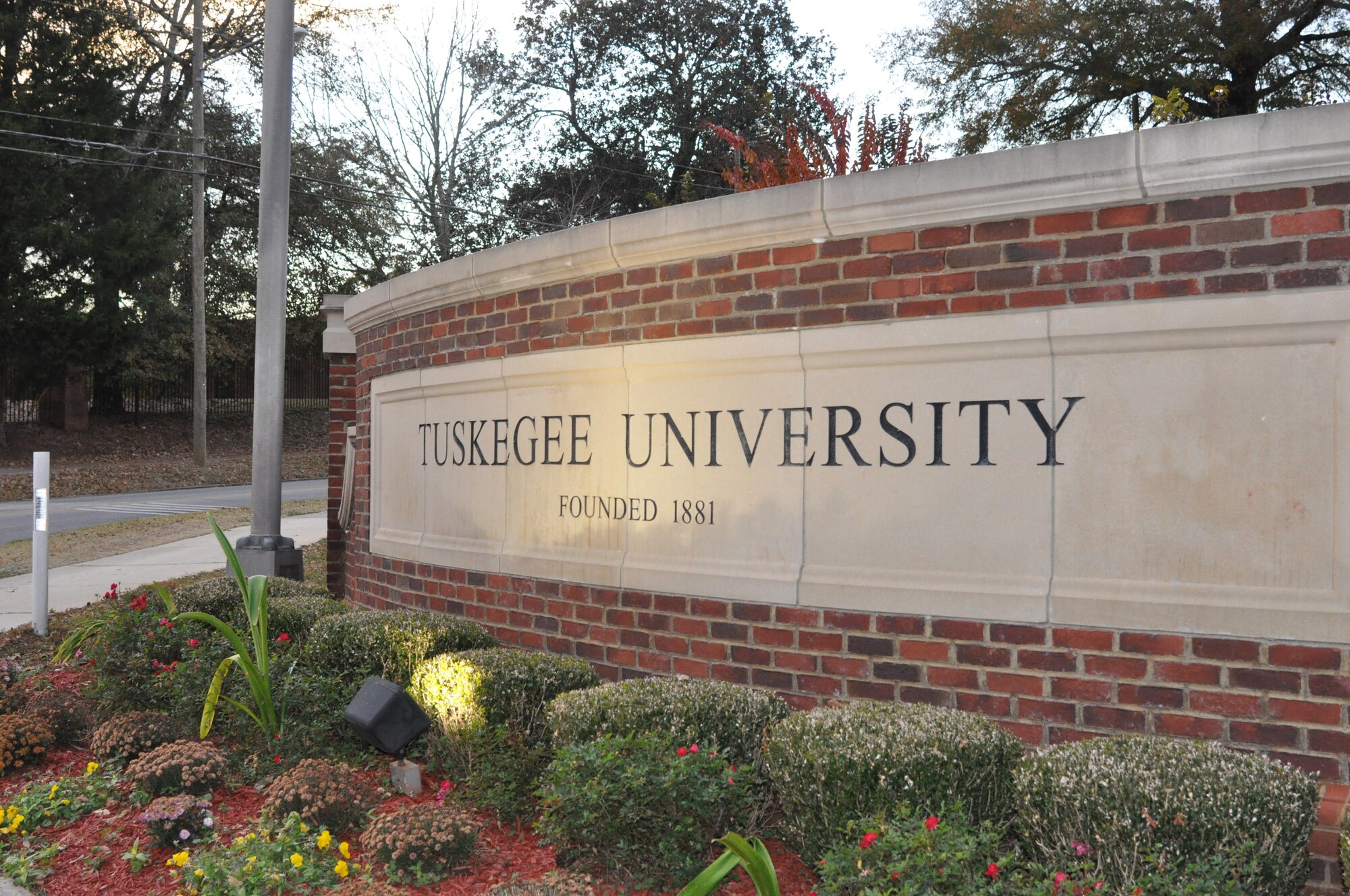 A Tuskegee University campus entry sign, in Tuskegee, Ala. Air Force Global Strike Command announced the establishment of Project Tuskegee as a partnership where Air Force Reserve Officer Training Corps cadets from the university are exposed to the opportunities available as an AFGSC “Striker.” 
(Air Force Courtesy Photo)