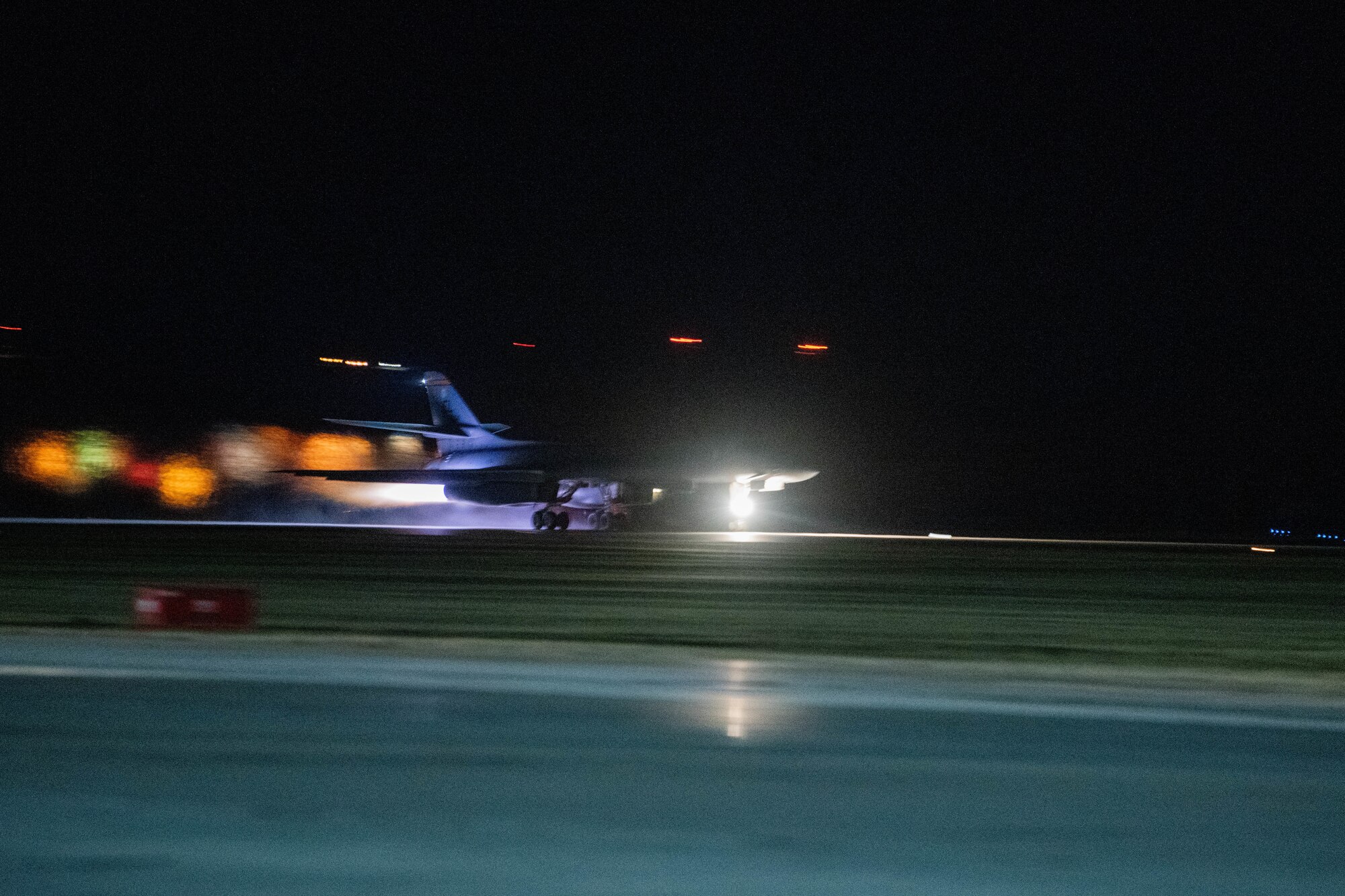 A B-1B Lancer takes off in support of a CONUS-to-CONUS mission at Ellsworth Air Force Base, S.D., Jan. 31, 2022.