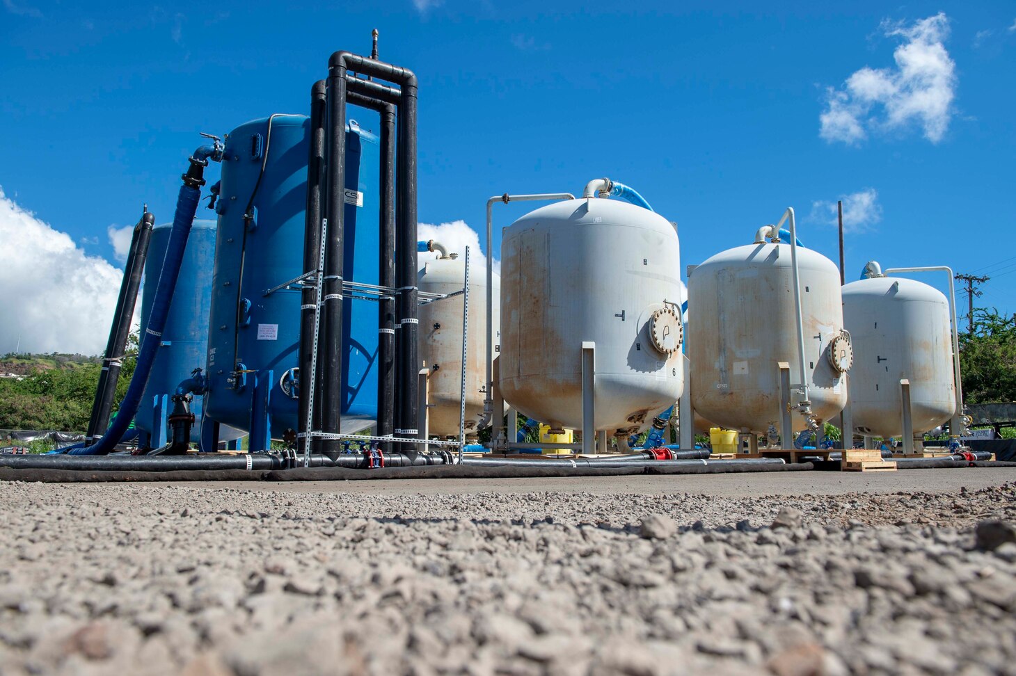 Granular activated carbon filters remove contaminants from water at Red Hill Well.