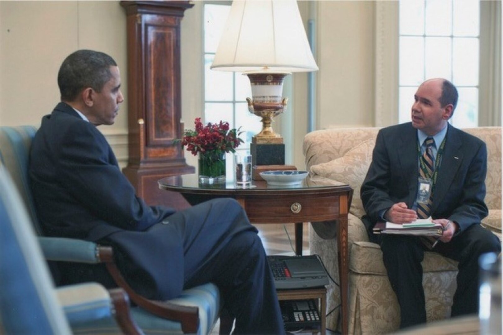 Jim Danoy briefs President Barack Obama in the Oval Office in 2010