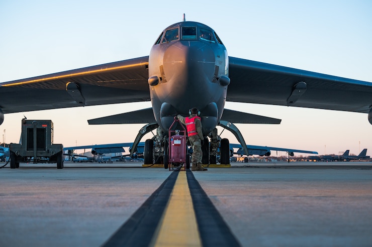 To maintain mission readiness, Barksdale is capable of dispatching B-52s at any hour.