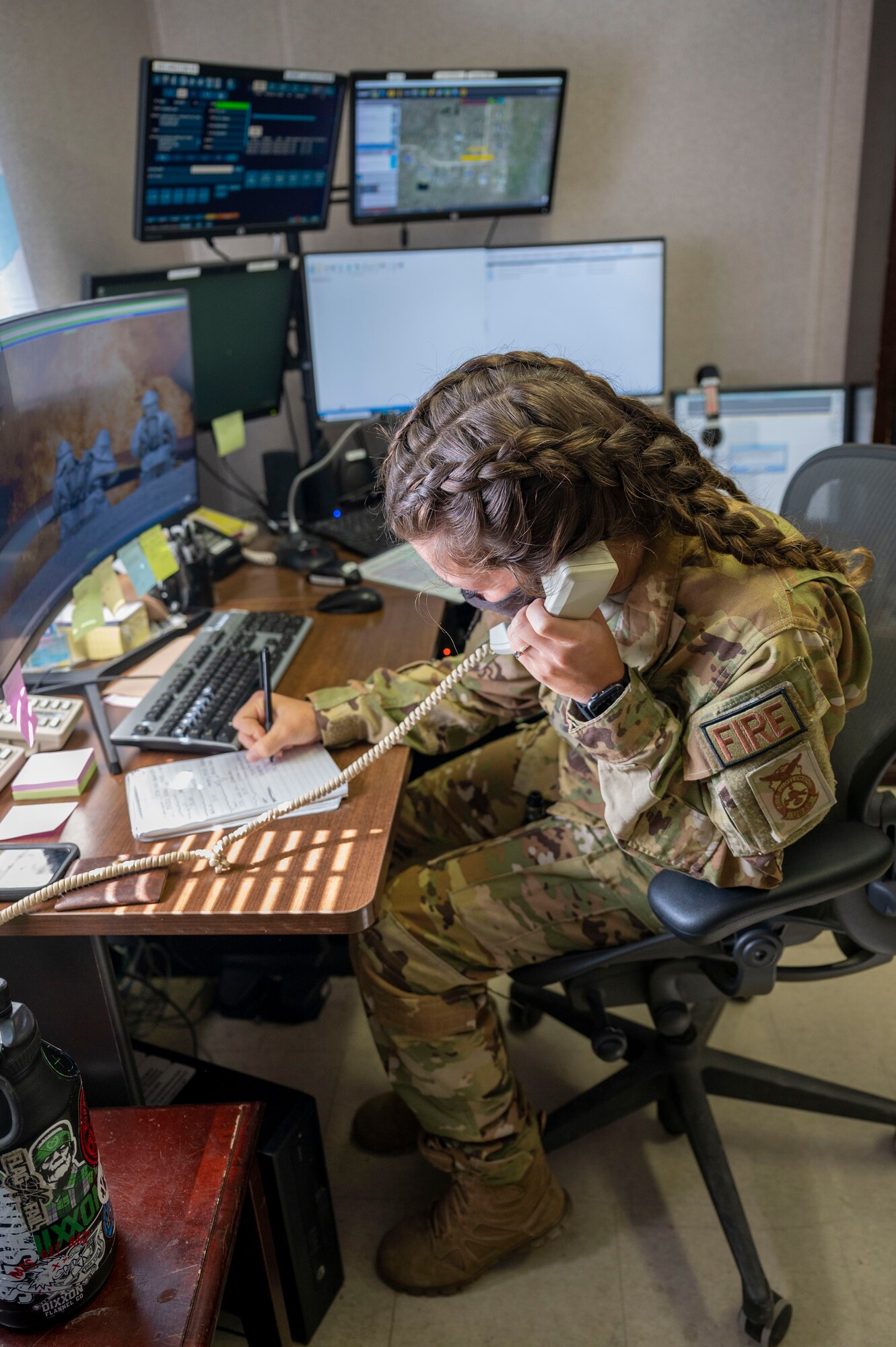 Woman writing down information