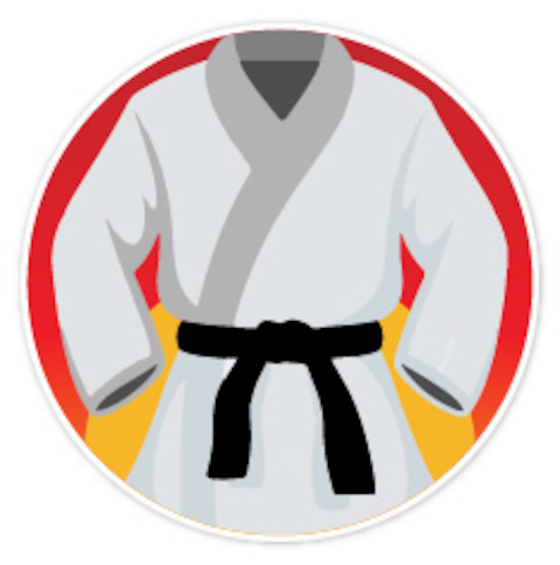 Karate uniform with a black belt