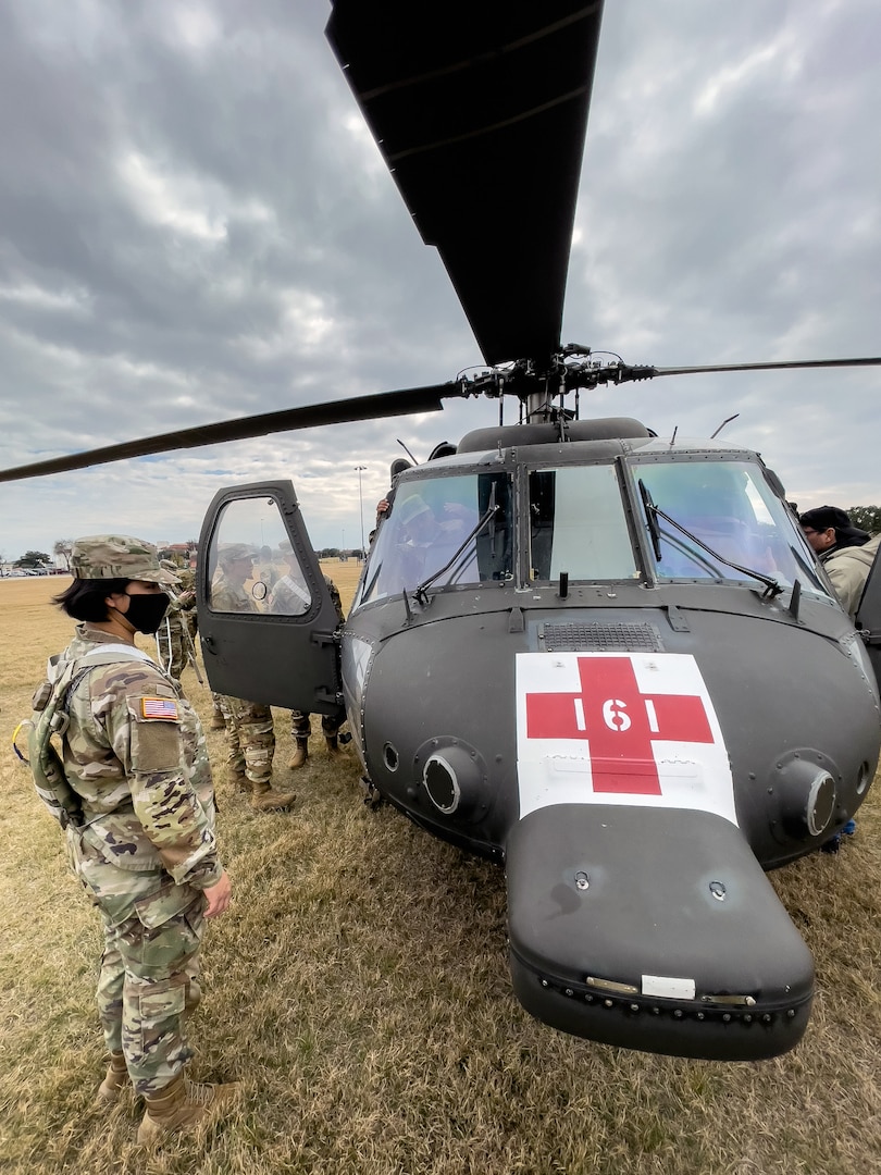 Army MEDEVAC helicopters land at JBSA-Fort Sam Houston