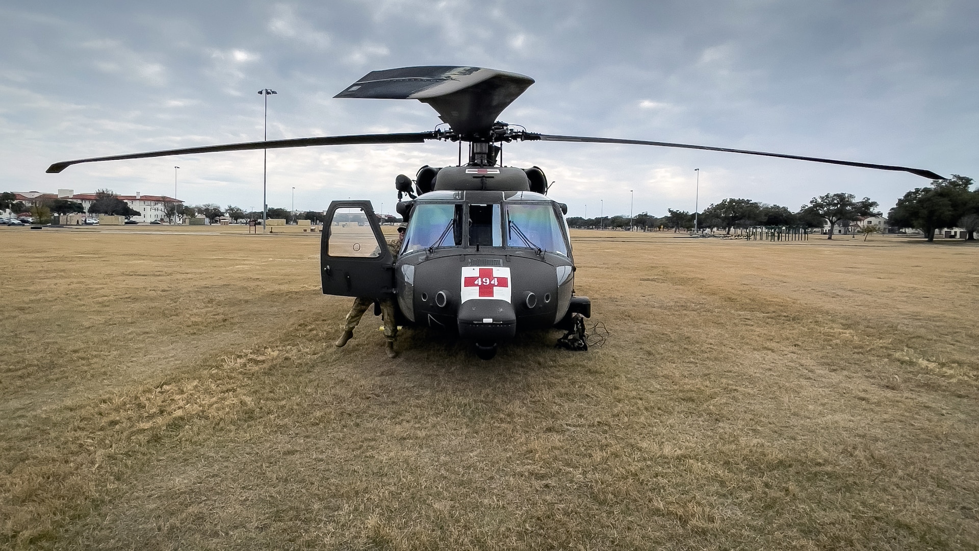 Army MEDEVAC helicopters land at JBSA-Fort Sam Houston