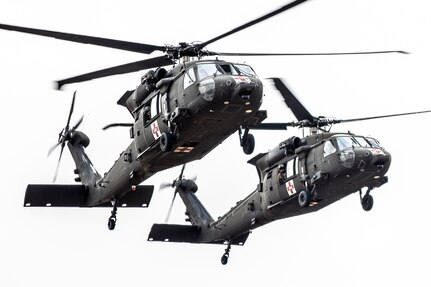 Army MEDEVAC helicopters land at JBSA-Fort Sam Houston
