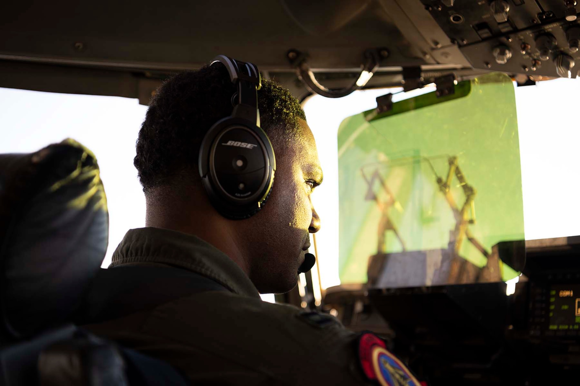 A pilot flying a plane