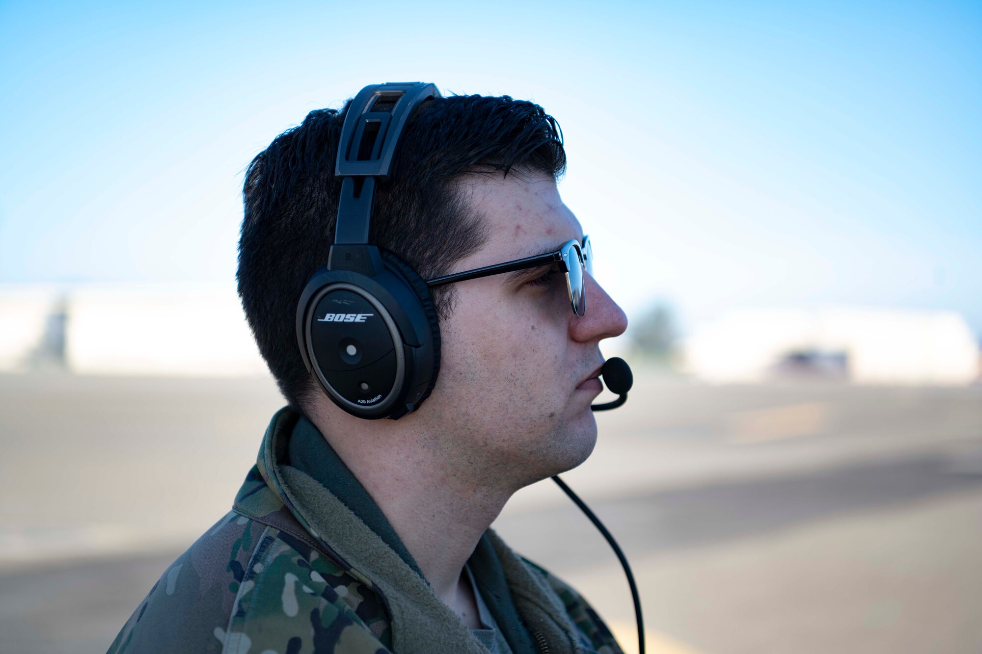 Airmen with a headset on