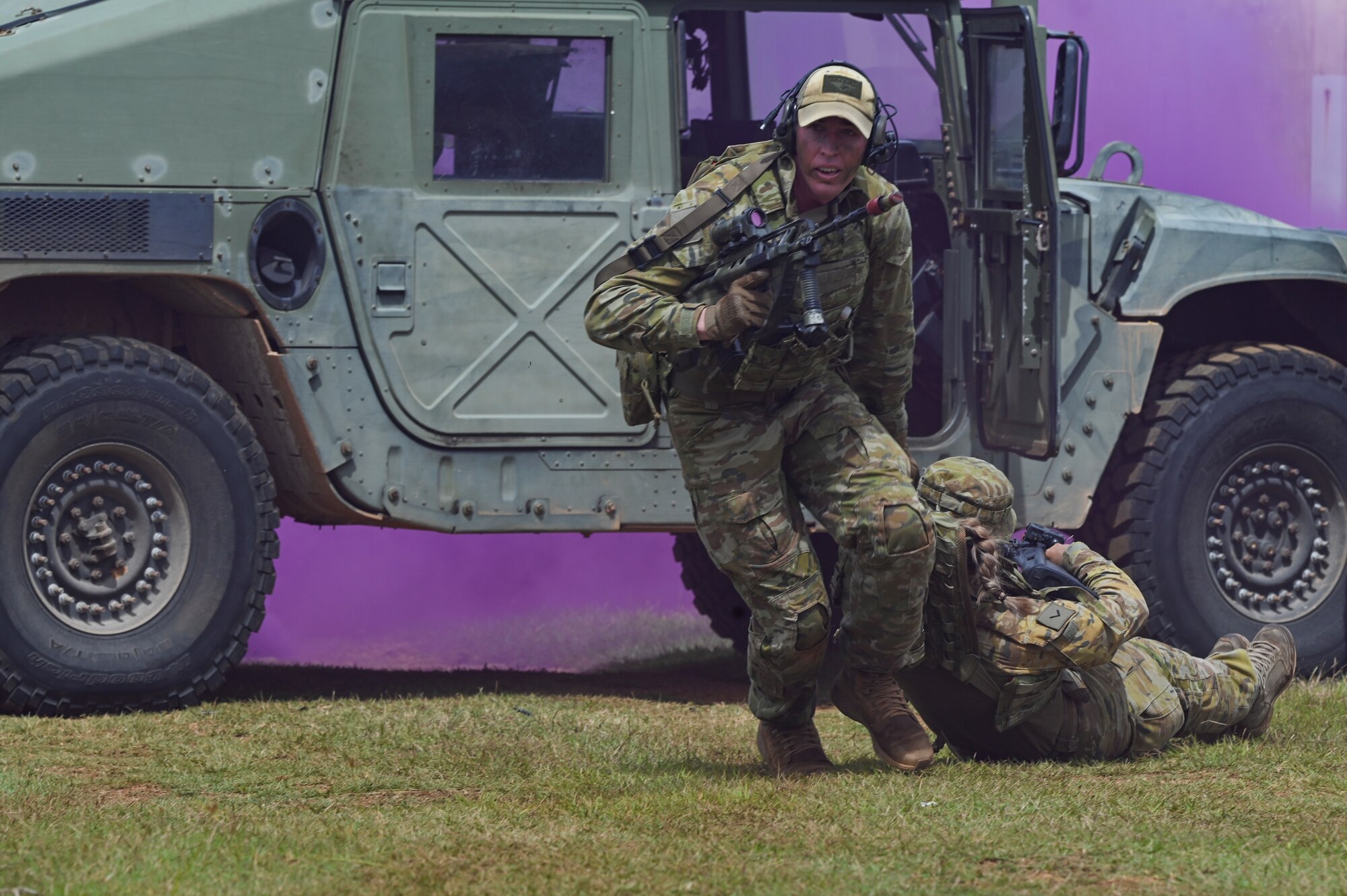 Australian dragging his injured comrade