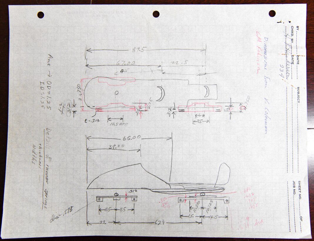Documents from the early 1960s show Arnold Engineering Development Complex, then Center, provided engineering analysis and materials testing to support the U.S. Air Force bobsled team as they vied for a spot in the 1964 Winter Olympics. AEDC was asked to fabricate runners, the skate-like blades on which bobsleds slide, for the Air Force’s two-man and four-man bobsleds, prompting the AEDC examination of the equipment. (U.S. Air Force photo by Jill Pickett)