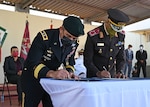 Army Maj. Gen. David Mikolaities, adjutant general, New Hampshire National Guard, and the chief of staff of the Cabo Verdean Armed Forces, Maj. Gen. Anildo Morais, sign a Department of Defense National Guard State Partnership Program agreement in the Republic of Cabo Verde, Feb. 4, 2022. The Atlantic island nation off Africa's west coast became the latest SPP partner on the same day the National Guard's most senior general was representing the component at the 2022 African Chiefs of Defense Conference in Rome. There are now 17 partnerships in Africa, 16 of them with nations in the USAFRICOM area of responsibility, and one with Egypt, in U.S. Central Command’s AOR.