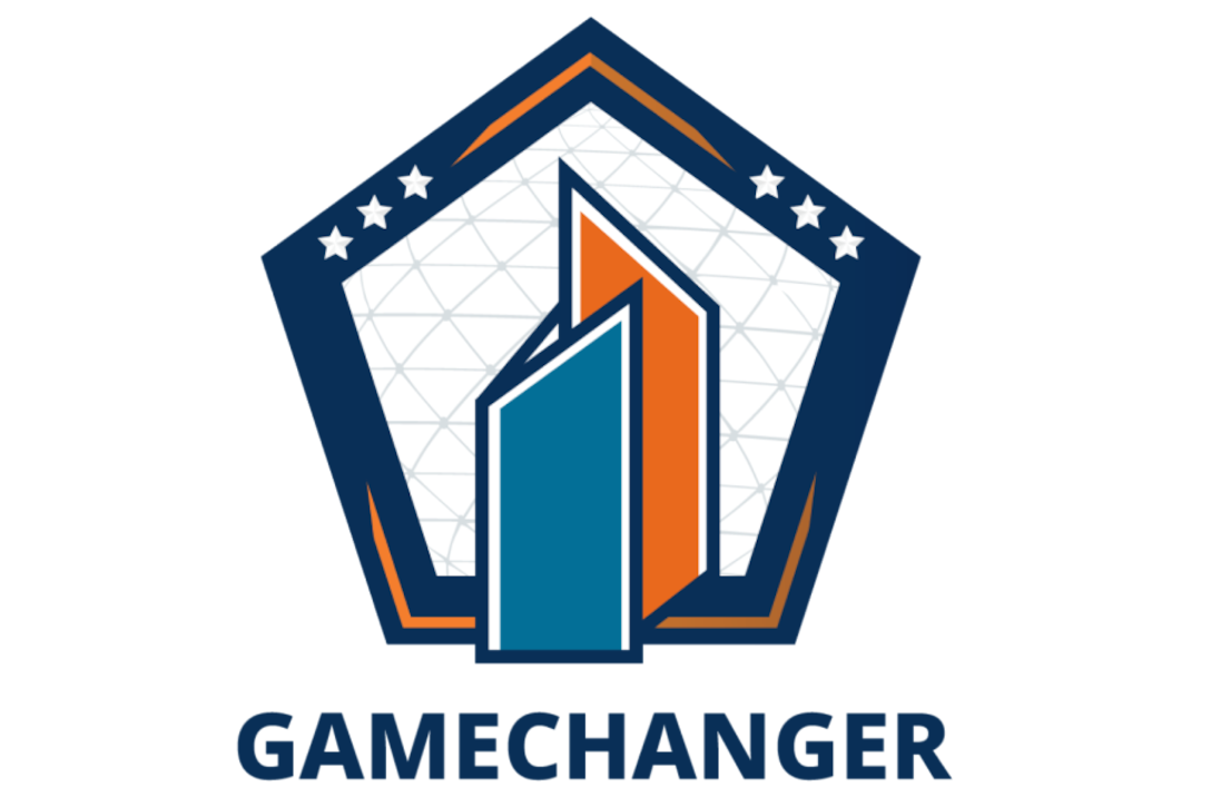 An image of a pentagonal-shaped logo with text below that reads. GAME CHANGER.