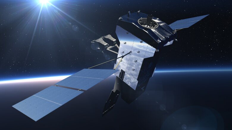 Notional image of a SBIRS Missile Warning Satellite built on the new, more resilient LM 2100 Combat Bus™ (illustration by Lockheed Martin).
