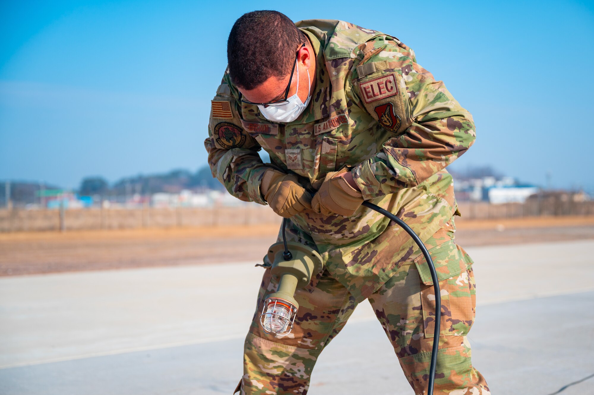 Several CES flights worked together to assemble an emergency airfield lighting system as part of alternate landing surface training.  This type of training ensures our world-class pilots stay proficient at ALS and EALS operations, keeping them ready to #FightTonight.