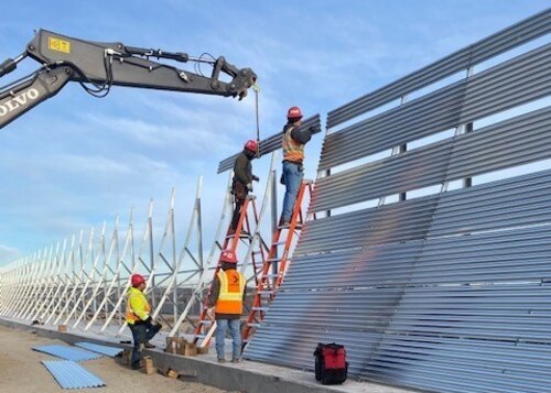 contractors install metal sheeting