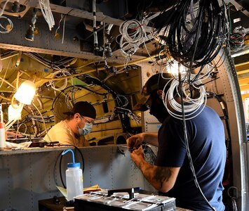 installing the electrical wiring harness on a UH-60V.