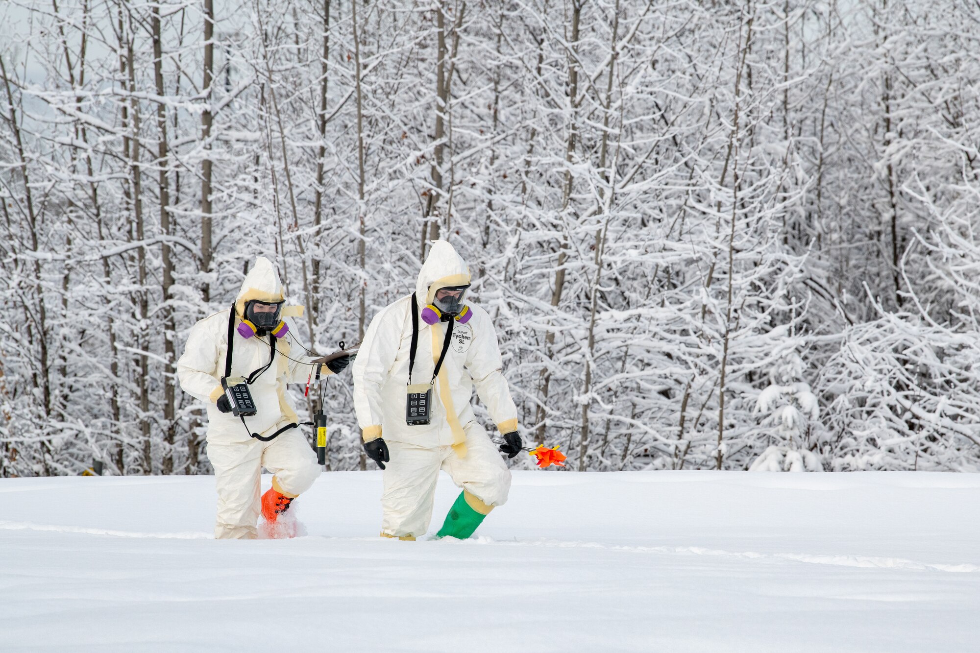 Emergency Management technicians assigned to the 773d Civil Engineer Squadron respond to a mock radiation incident.