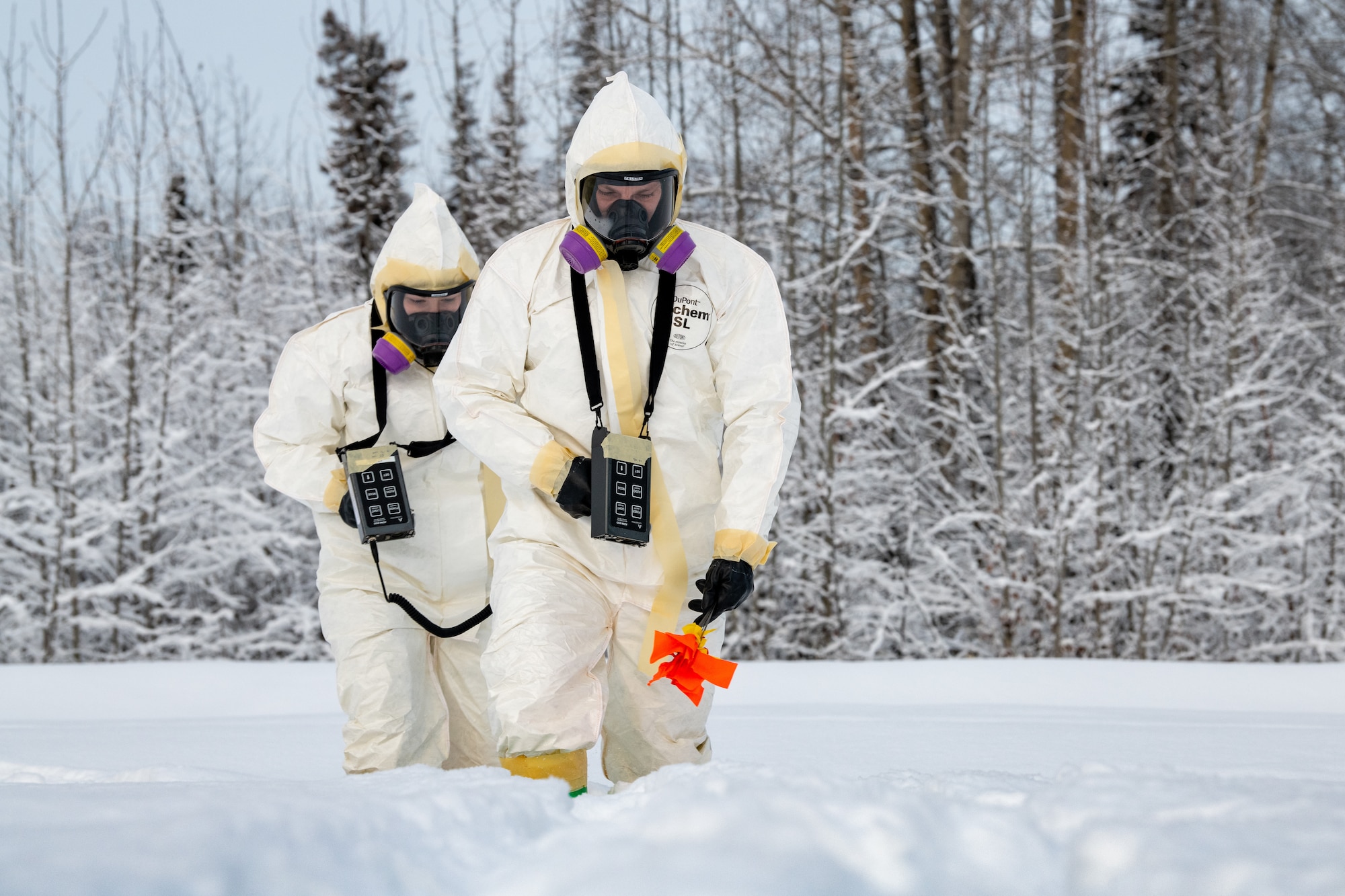 Emergency Management technicians assigned to the 773d Civil Engineer Squadron respond to a mock radiation incident.