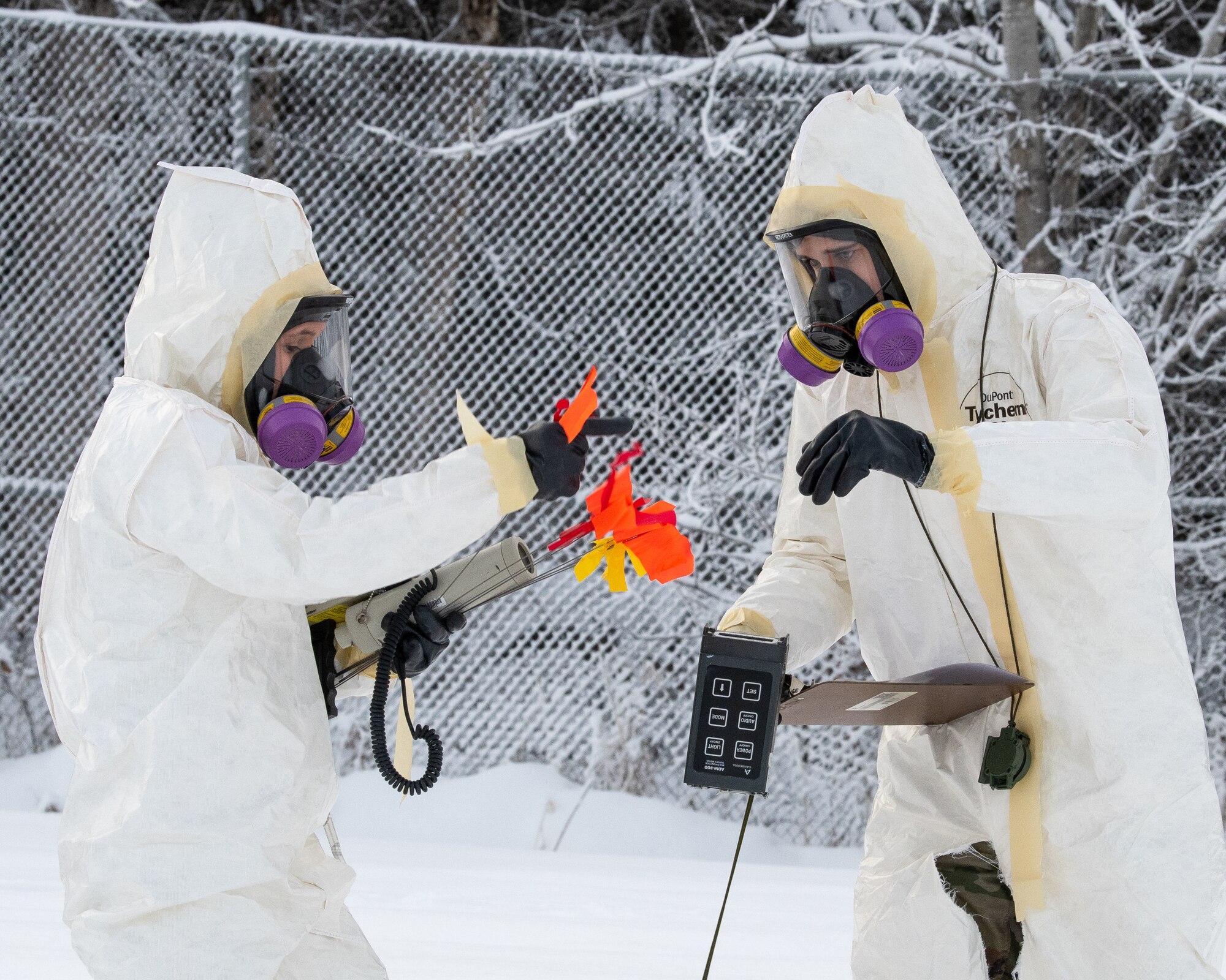 Emergency Management technicians assigned to the 773d Civil Engineer Squadron respond to a mock radiation incident.