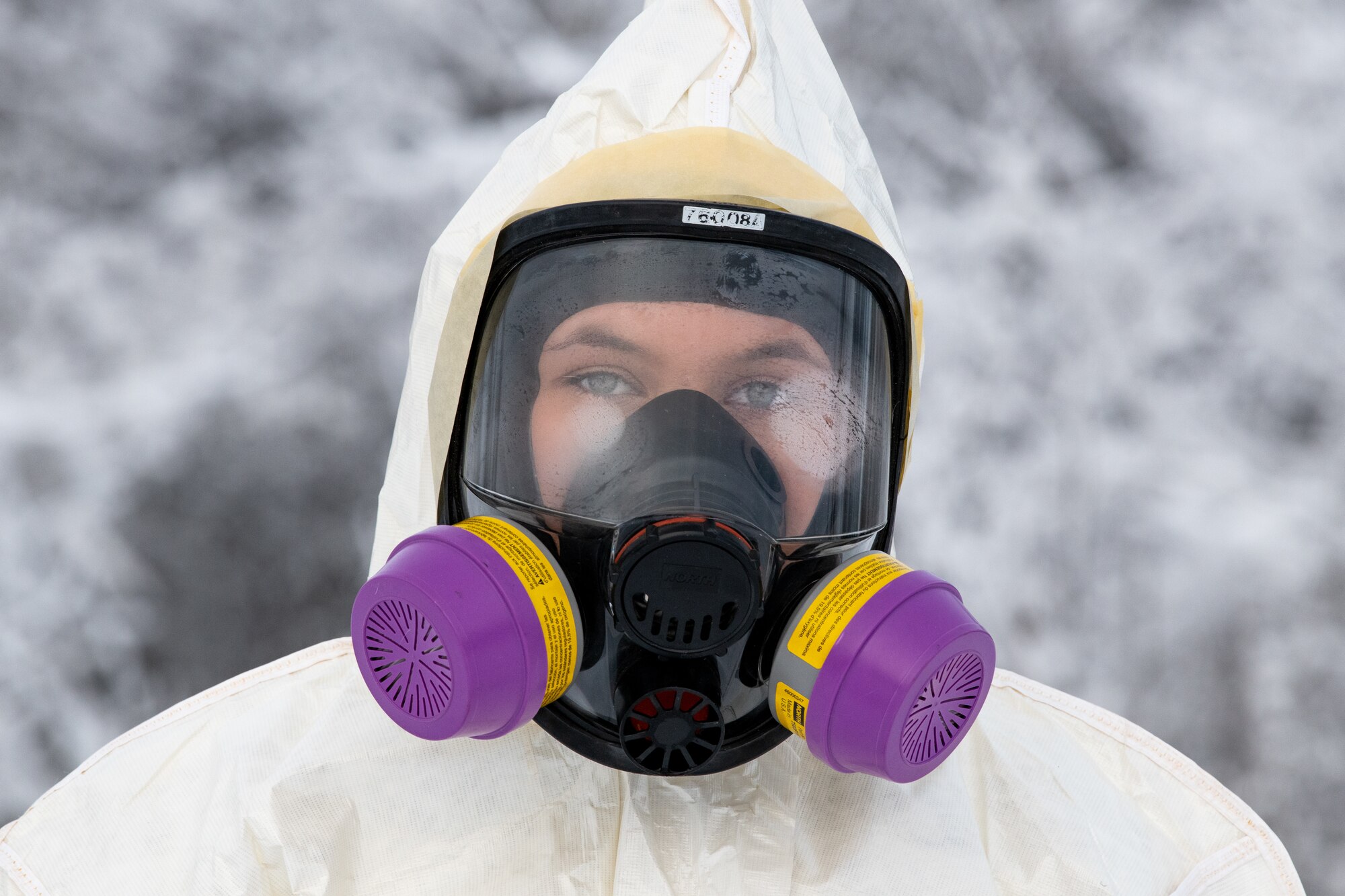 Airman 1st Class Daisy Kurtenbach, a 773d Civil Engineer Squadron Emergency Management technician, responds to a mock radiation incident.