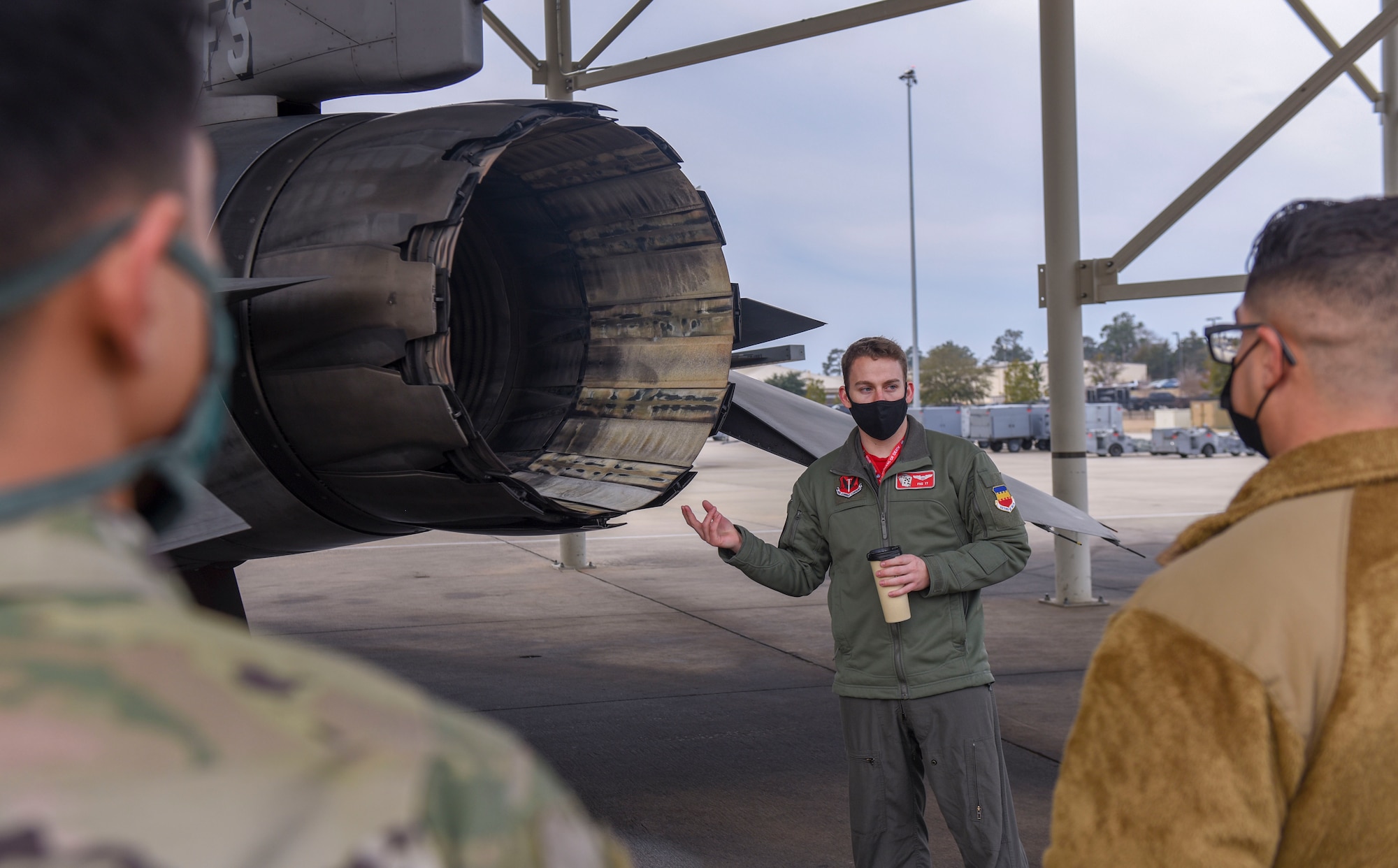 An F-16 pilot leads a tour.