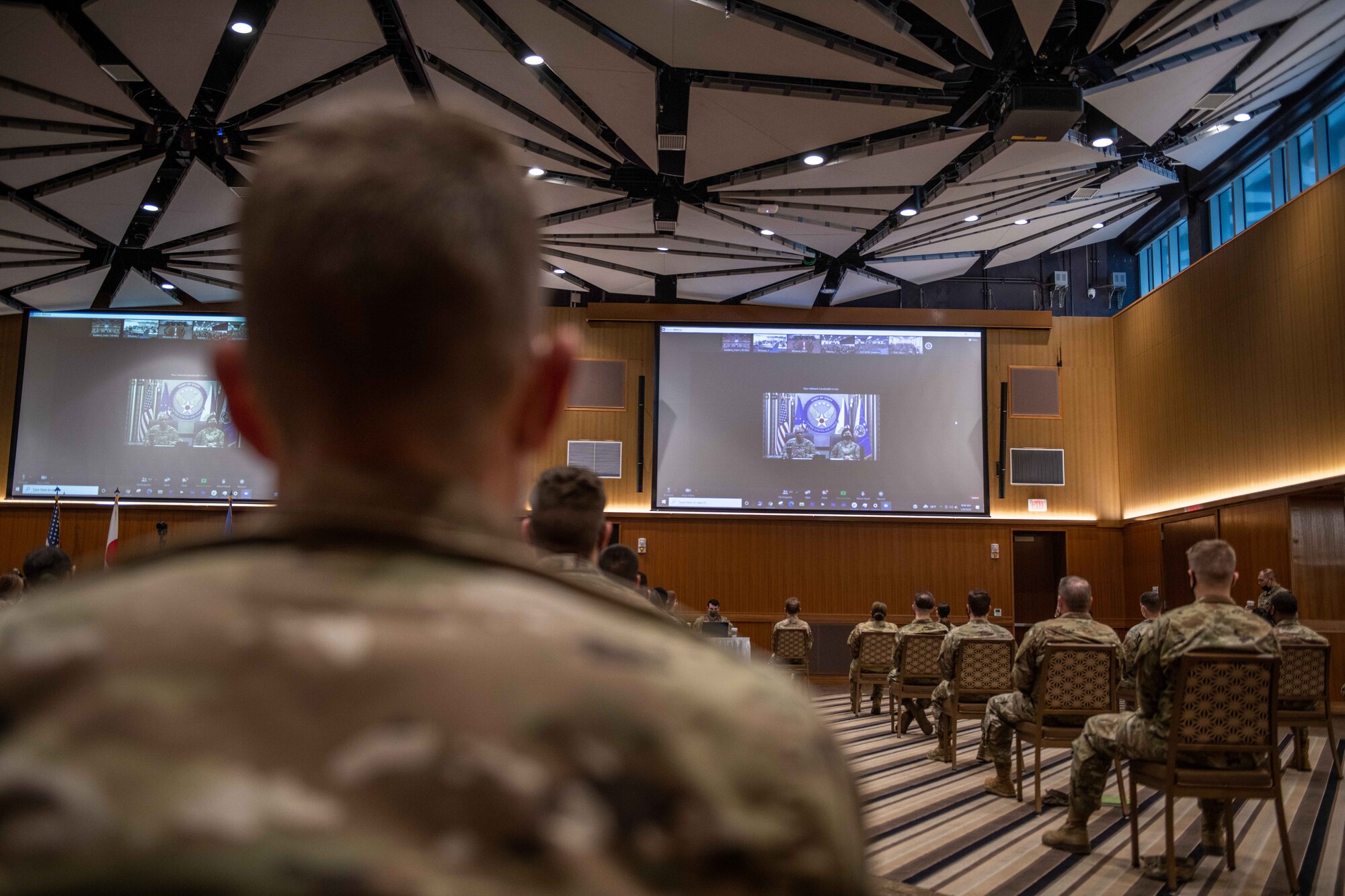 Airmen attend a meeting