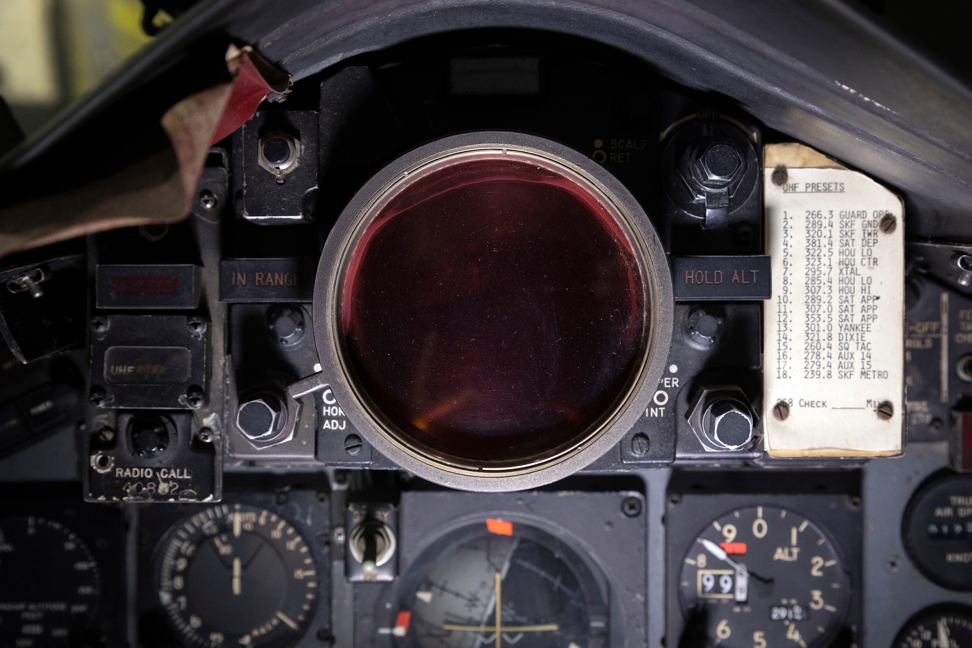 Pilot's cockpit view of the McDonnel Douglas F-4C Phantom II.