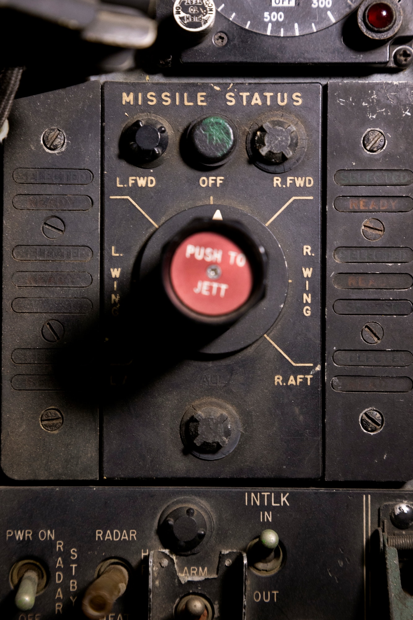 Pilot's cockpit view of the McDonnel Douglas F-4C Phantom II.