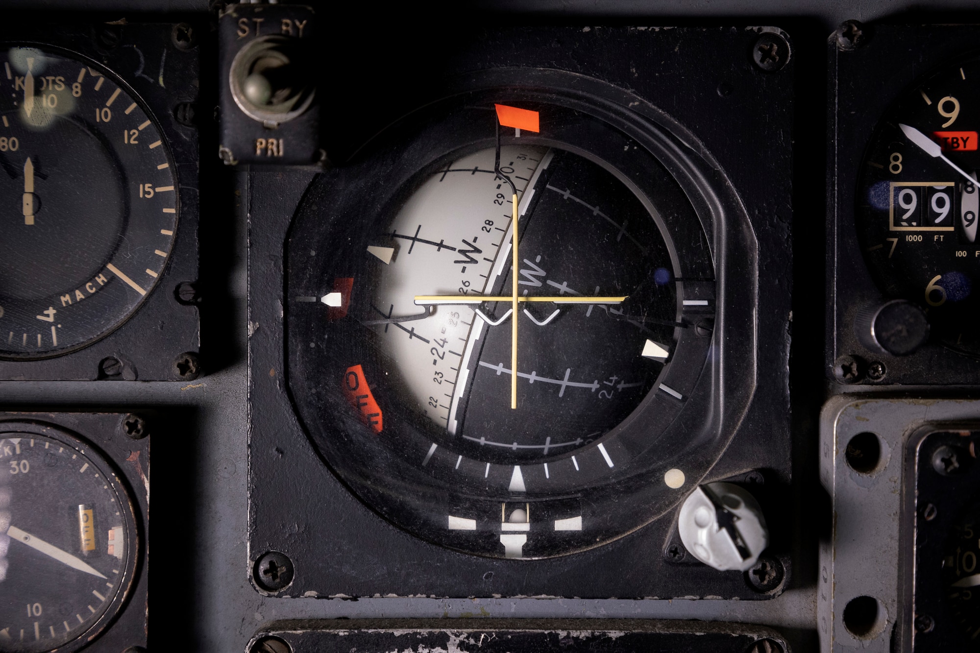 Pilot's cockpit view of the McDonnel Douglas F-4C Phantom II.